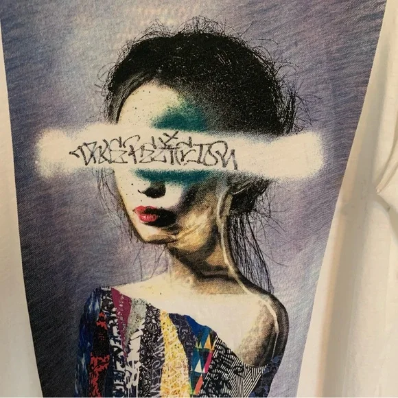 Women’s True Religion Graffiti Art Cut Off Muscle Tee Punk Alt Size Medium - Picture 4 of 12